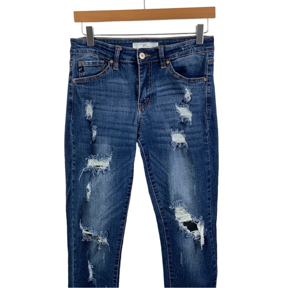 KanCan Mid Rise Distressed Skinny Jeans Size 27 Blue Jeans With Stretch H14 - Picture 4 of 11